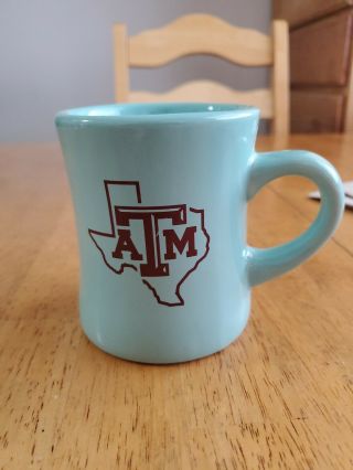 Texas A&m University Aggies Turquoise Glass Mug Cup C Handle