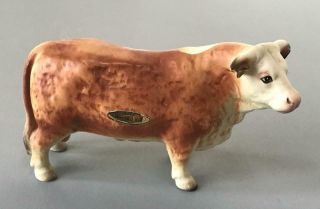 Vintage Hereford Bull Cow Figurine 6 1/2 " Japan Porcelain Very Good