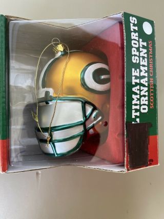 Green Bay Packers Helmet Ornament 3 " Glass Ultimate Sports