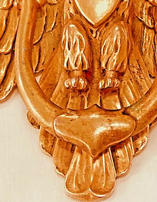 Vintage American Eagle Patriotic Door Knocker Brooch Pin Gold Tone Unsigned 3