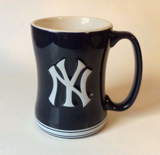 York Yankees 2 Sided Raised “ny” Logo Coffee Mug - Officially Licensed Mlb