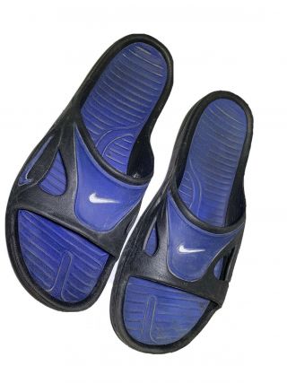 Vintage 90’s Nike Slides Flip Flops Sandals Blue Black Slip On Mens Size 13