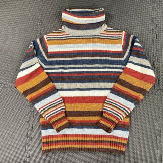 Vintage 80s 90s Turtleneck Sweater Adult Large Stripe Acrylic Retro Pullover