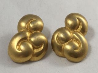 Vintage Givenchy Clip - On Earrings Matte Gold Couture