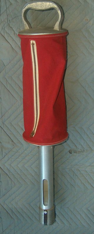 Vtg Bag Shag Red Sack Talon Zip Golf Course Range Ball Shagger Aluminum