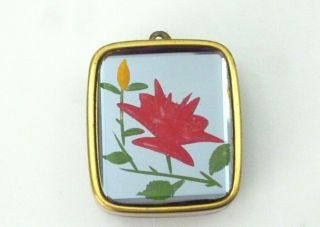 Sankyo Vintage Floral Musical Key Chain Music Box Key Ring Japan Beveled Mirror
