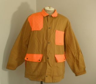 Vtg Walls Duck Canvas Tan Brown Blaze Orange Hunting Shooting Jacket Usa Made Xl