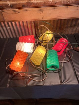 Vintage Blow Mold Patio Parti Lites Camping Deck 7 Lantern Lights
