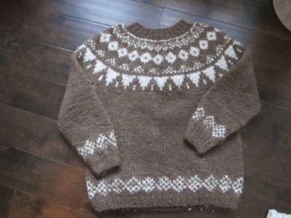 Vtg Womens Hand Knit Brown Ivory Fair Isle Nordic 100 Wool Sweater Hand Made M