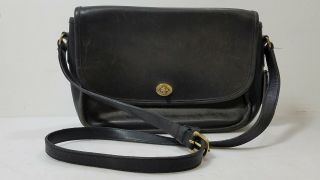 Vintage Coach Black Leather City Bag Crossbody Purse