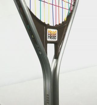 Vtg Amf Head Edge Aluminum Tennis Racquet 4 3/8 " Multicolor Strings With Cover