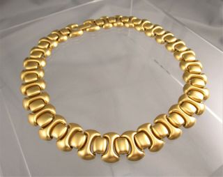 Vintage Monet Matte Gold Tone Metal Chunky Linked Classy 17 " Long Necklace 4075