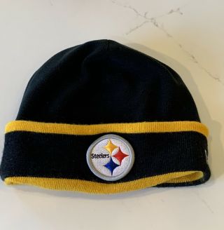 Era Nfl Pittsburgh Steelers Knit Beanie Winter Hat Black Fleece