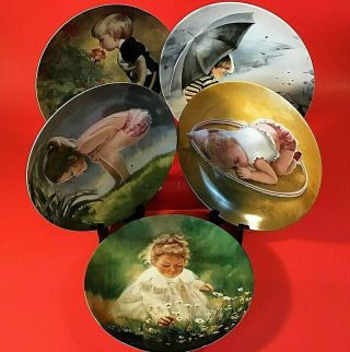 Collectible Plates Wonders Of Childhood Donald Zolan Set Of 5 Vintage 8 3/4”