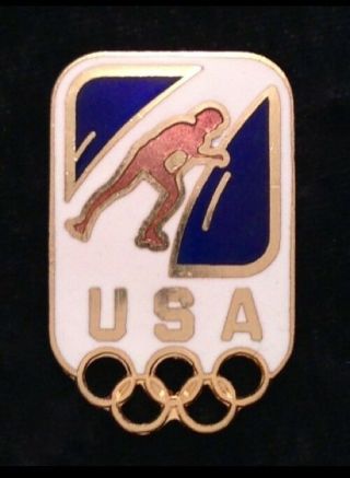 Skating Olympic Pin Badge Winter Games 5 Rings Team Usa