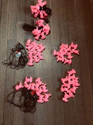 Vintage Set Of 40 Pink Easter? Bunny Colored Blow Mold Novelty Lights Plastic