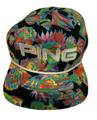 Vintage Ping Golf Rope Neon Fish Golf Hat Cap Made In Usa