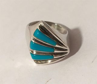 Vintage Native American Navajo Ted Ott Sterling & Turquoise Ring Size 9