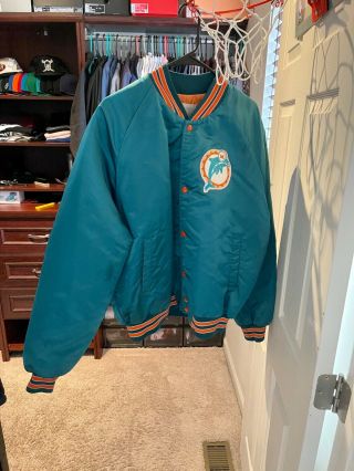 Chalk Line Nfl Miami Dolphins Satin Varsity Bomber Jacket Large,  Vintage 90s