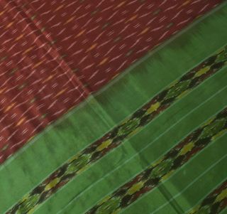 Vintage Indian Saree 100 Pure Silk Hand Woven Ikat Patola Sari Fabric Maroon