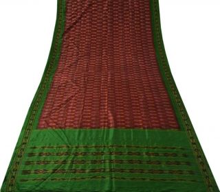 Vintage Indian Sari 100 Pure Silk Hand Woven Ikat Patola Saree Fabric Maroon