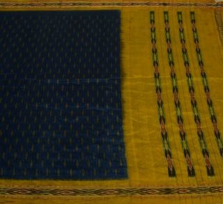 Vintage Indian Sari 100 Pure Silk Hand Woven Ikat Patola Saree Fabric Blue
