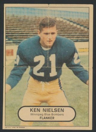 Rare 1968 Opc Cfl 5x7 Mini Poster Ken Nielsen Winnipeg Bb O Pee Chee Football