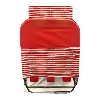 Vintage Folding Aluminum Lounge Lawn Beach Chair Vinyl Tubing Red Yellow 80’s 3