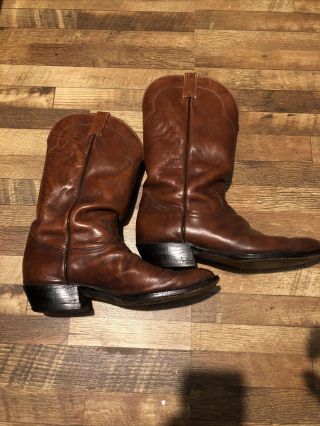 Vtg Tony Lama Mens Cowboy Western Boots Sz 11.  5 D Chocolate Brown Leather 5084