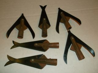 6 Mohawk Swivel Action Vintage,  Collectible Broadheads Brown,  Mottled Ferrules