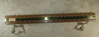 Vtg Wood & Brass Tie Rack 18 Double Hooks &4 Hanger Hooks USA Made Belts Scarves 3