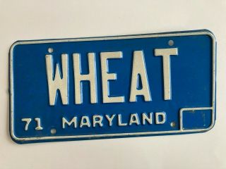Vanity License Plate Wheat Bread Farm Farmer Crops Grain Crop Maryland Vintage
