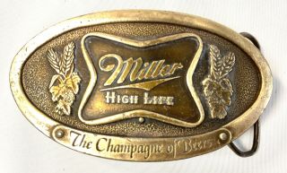 Vintage 1975 Miller High Life Beer Advertisement Belt Buckle W/ Bottle Opener