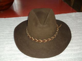 Vintage Stetson 4x Beaver Gun Club Cowboy Hat Dark Brown 7 Usa Leather Band