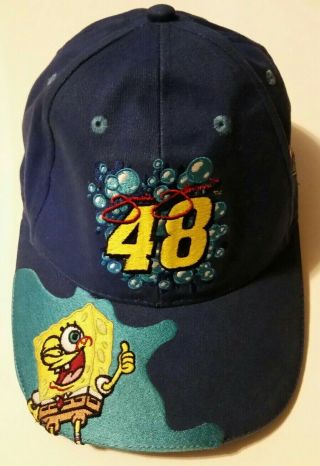 Nascar 48 Jimmie Johnson & Spongebob Along With Lowes Racing Team Baseball Hat