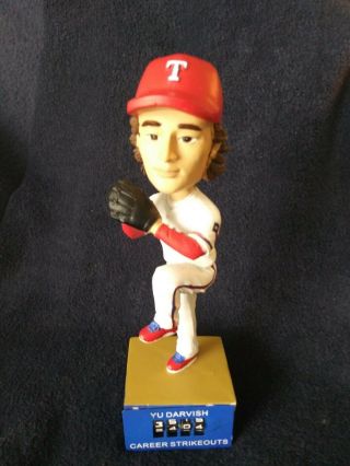 Yu Darvish Texas Rangers Bobblehead Red Hat Strikeout Counter 2013