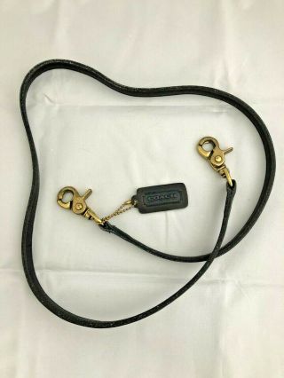 Vintage Coach Bag Black Leather Replacement Strap & Hangtag Brass Hardware 44 "