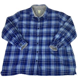 Vintage Ll Bean Mens Size Xl Fleece Lined Plaid Flannel Blue Button Up Jacket
