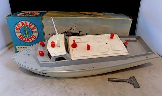 Vintage Plastic Wind - Up Raf Air/sea Rescue Tender,  Scalex (tri - Ang) England Vgib