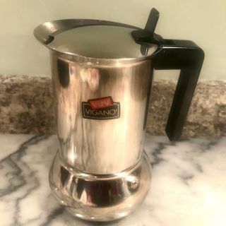 Vintage 7 " Vev Vigano Espresso Coffee Maker 18/10 Stainless - Made In Italy