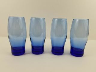 Vintage Set Of 4 Libbey Perception Blue 16oz Iced Tea Tumblers Cobalt Blue