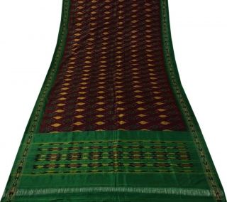 Vintage Indian Sari 100 Pure Silk Hand Woven Ikat Patola Saree Fabric Garnet