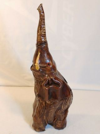 Leather Wrapped Covered Elephant Bottle Vintage Italy Liquor Glass Decanter