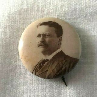 Vtg Teddy Roosevelt Political Campaign Pinback Celluoid Button