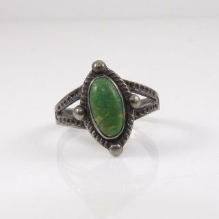 Vtg Native American Sterling Silver Green Turquoise Ring Size 7 Lfl4