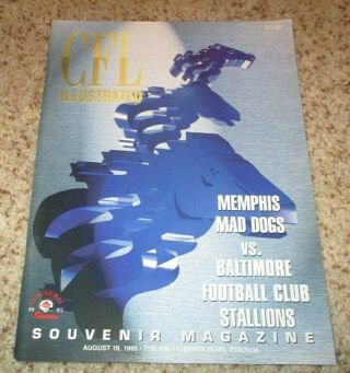 1995 Memphis Mad Dogs Program Vs.  Baltimore Stallions - 8/19/1995 Game - Cfl