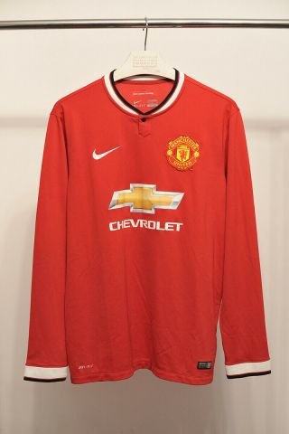 Mens Nike Manchester United Home Football Long Sleeve Shirt 2014 2015 Size L