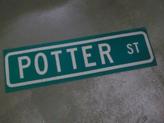 Vintage Potter St Street Sign 42 " X 12 " White Lettering On Green