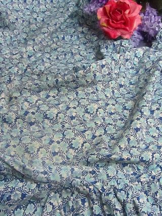 Vintage Antique 1930 Linen Fabric Quilts Dolls Crafts Blue Floral Feed Sacks
