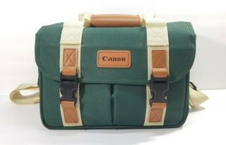 Vintage Canon Camera Bag Organizer Green Many Pockets Dslr Carrying Case
